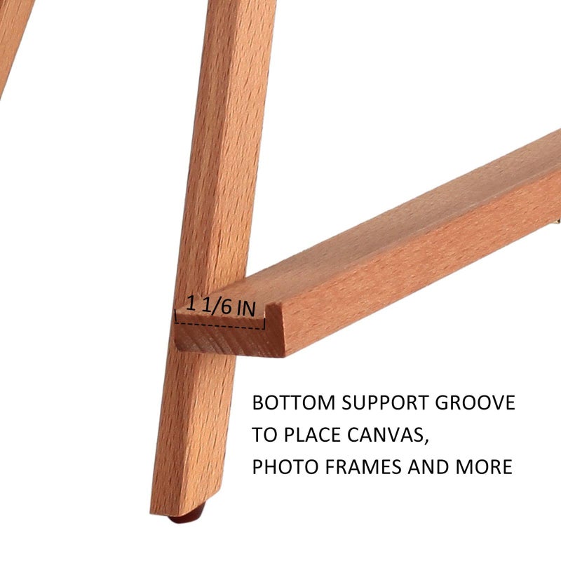 Falling in Art Beechwood 25" Tabletop Easel Display Stand for Painting - Holding Canvas Up to 22 1/2 Inches High, A-Frame Artist Tripod with Rubber Feet, Portable Photo and Sign Holder - Image 5